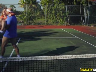 tennis coach teaching sex lessons on the court